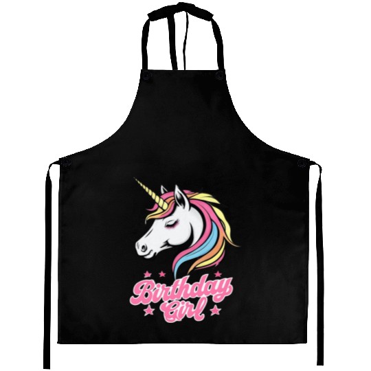 Sparkling Rainbow Unicorn Birthday Aprons