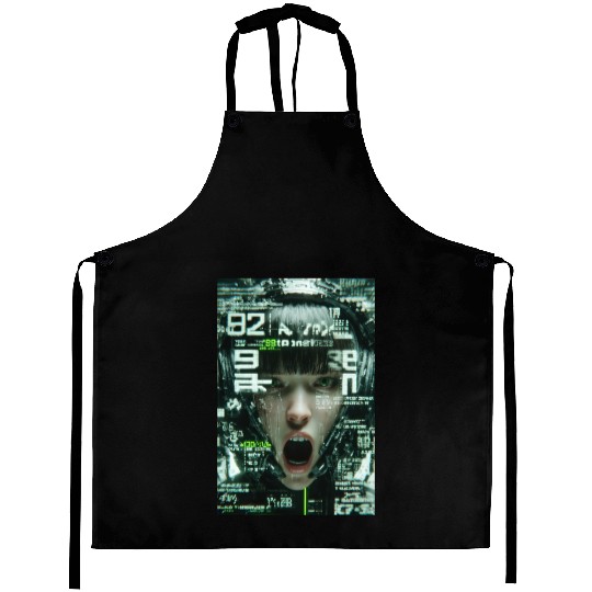Cyberpunk Digital Scream Aprons