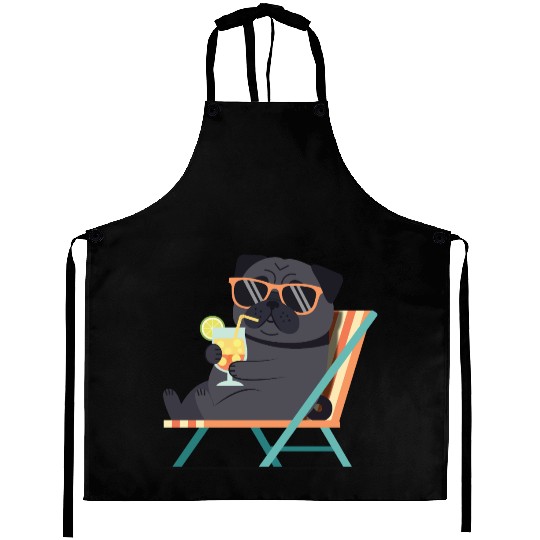 Chill Pug with Sunglasses and Lemonade Aprons