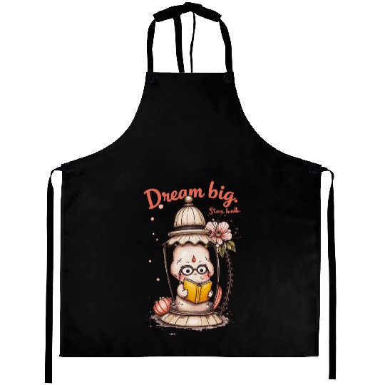 Whimsical Reading Buddha Lantern Design Aprons