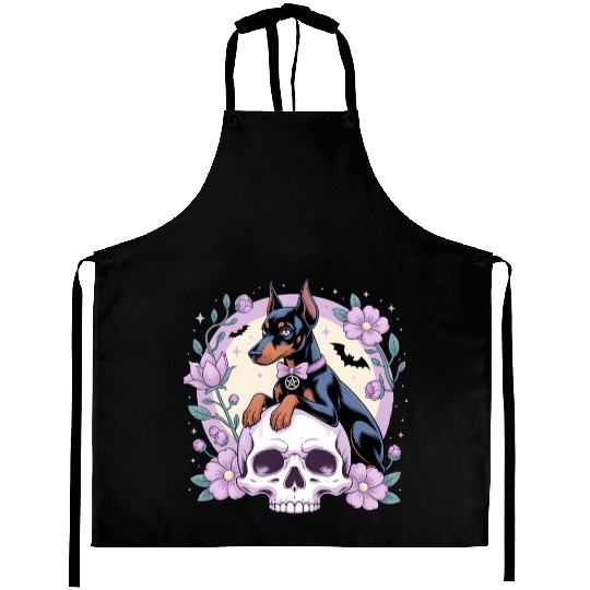 Dark Fantasy Doberman Dog Gothic Art Illustration Aprons
