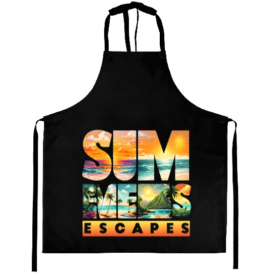 Tropical Sunset Beach Scene Aprons
