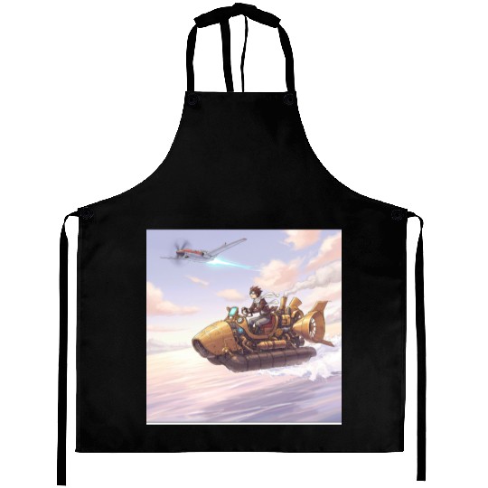 Sunset Island Boat Scene Aprons
