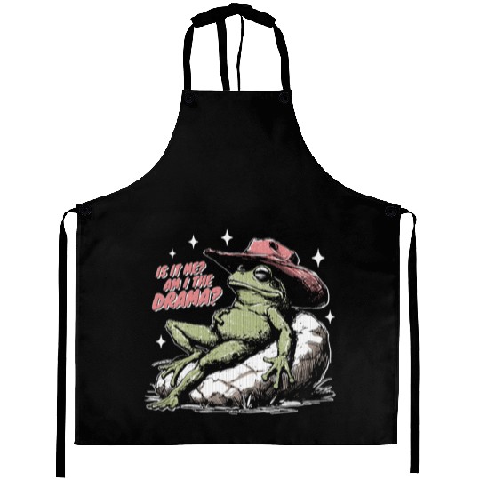 Am I The Drama Whimsical Lizard frog Aprons