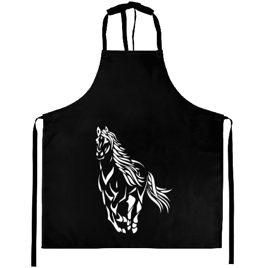 Dynamic Running Horse Silhouette Aprons