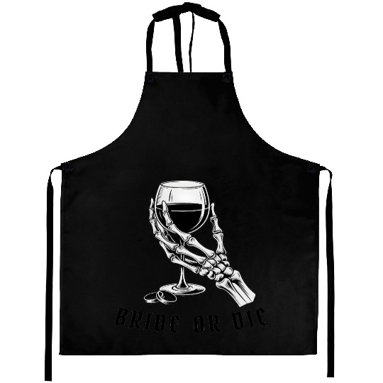 Gothic Skeleton Bachelorette Party Bride or Die  Aprons