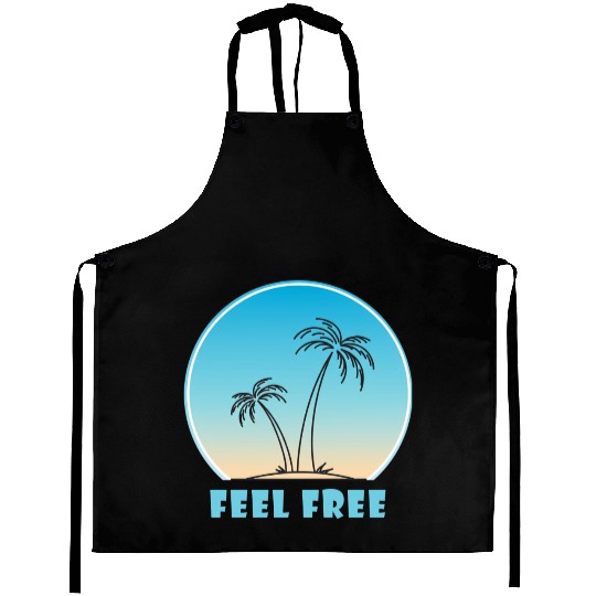Tropical Sunset Palm Illustration Aprons