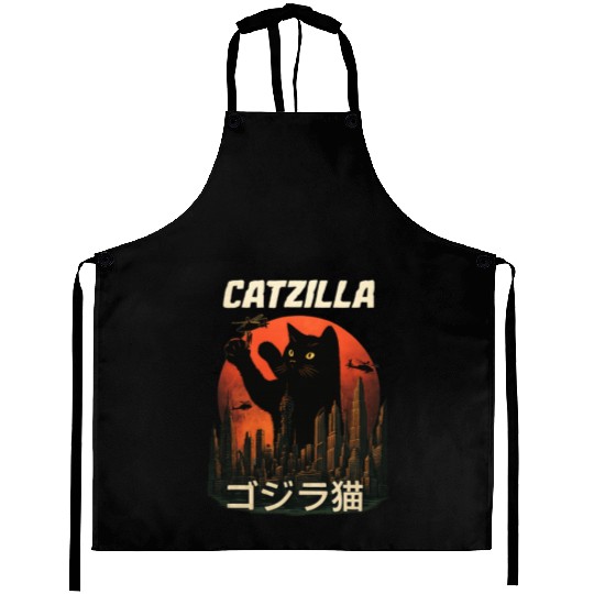 Vintage Catzilla: Funny Cat Monster Aprons