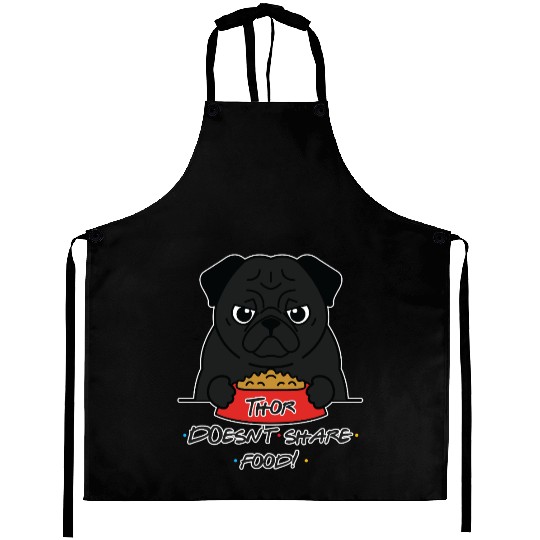 Grumpy Pug with Food Bowl Aprons