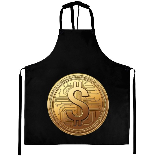 Golden Bitcoin Design Aprons