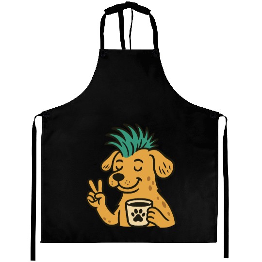 Peaceful Puppy with Green Hair Aprons