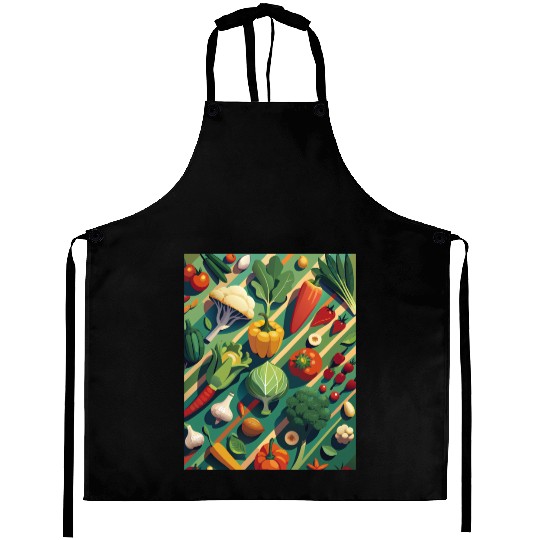 Vibrant Vegetable Garden Illustration Aprons