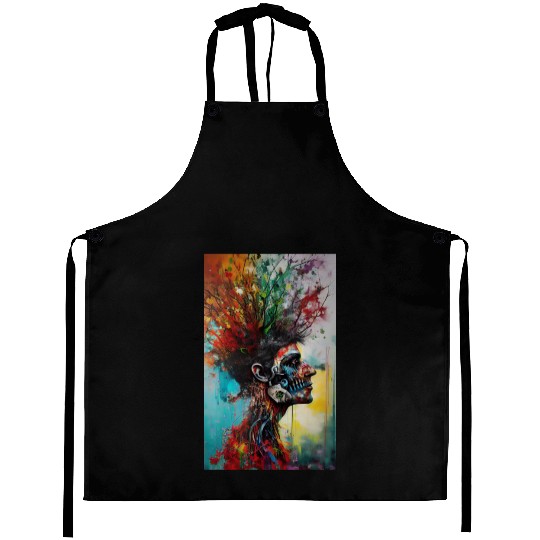 Vibrant Nature-Inspired Human Portrait Aprons