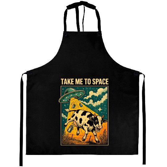 Cosmic Cow UFO Encounter Print Aprons