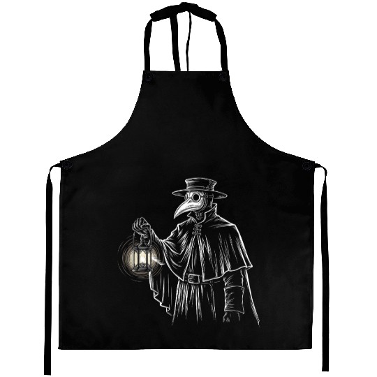 Dark Medieval Plague Doctor Illustration Aprons