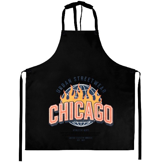 Chicago Urban Flame Logo Design Aprons