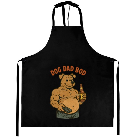 Humorous Muscular Dog Dad Aprons