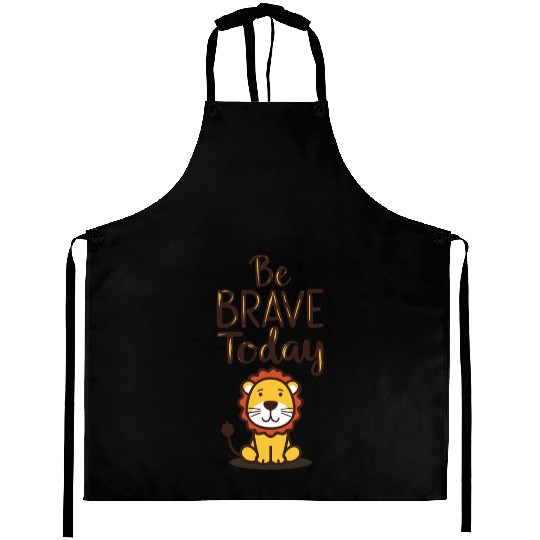 Bold Lion with Inspirational Message Aprons