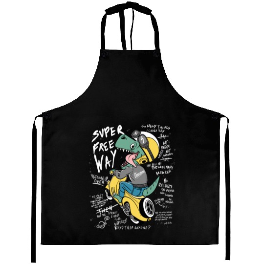 Dinosaur Racer with Streetwear Vibe Aprons