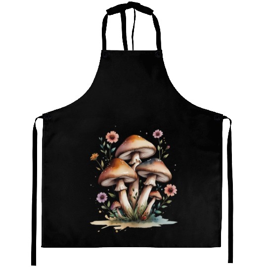 Whimsical Forest Mushrooms Design Aprons
