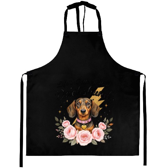 Dog Mom Life Gift with Floral Design Aprons