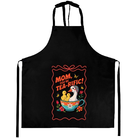 Motherly Swan and Ducklings Tea Humor Aprons