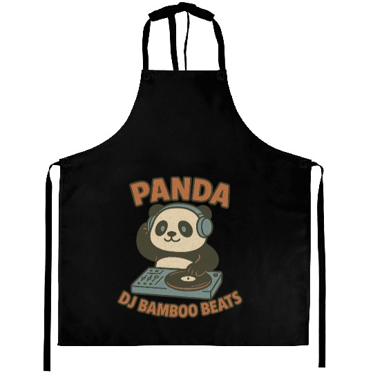 Panda DJ Bamboo Beats Illustration Aprons