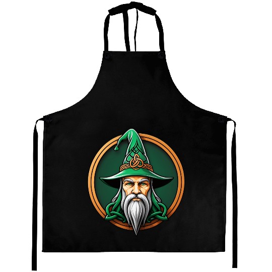 Ancient Wizard with Green Hat Aprons