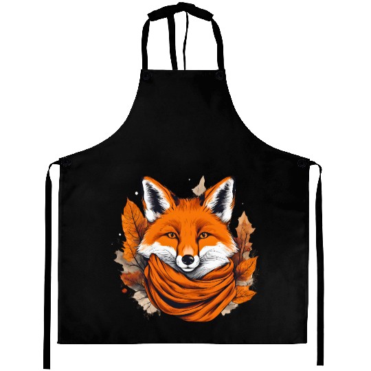 Autumn Fox Portrait with Scarf Aprons