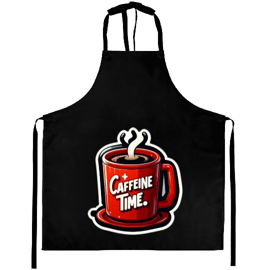 Caffeine Time Bold Graphic Aprons