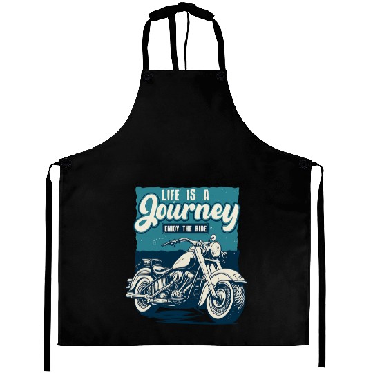 Journey Motorcycle Adventure Illustration Aprons