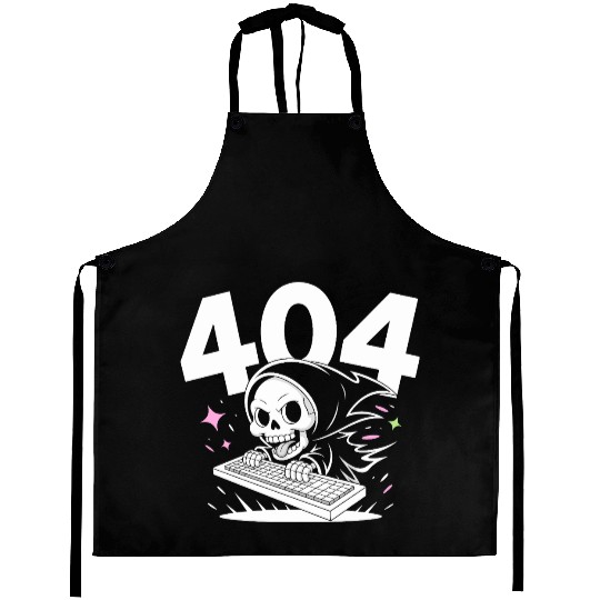 Skull Cartoon Emergency 404 Error Design Aprons