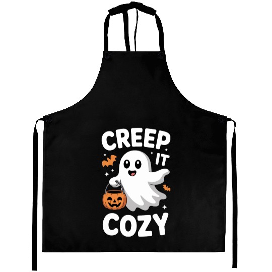 Creep It Cozy Cute Ghost Halloween Design Aprons