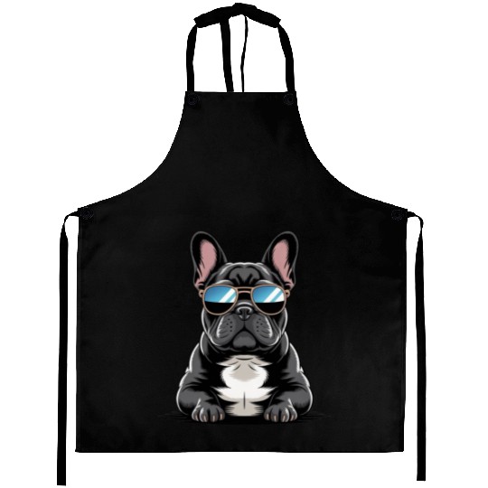 Cool French Bulldog with Sunglasses Aprons