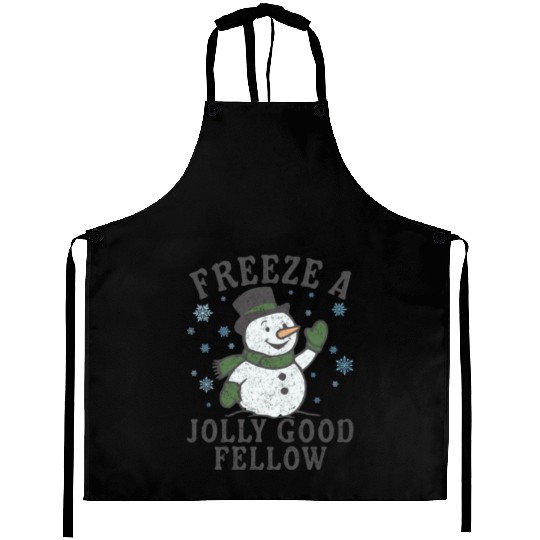 Frosty Snowman Jolly Greeting Design Aprons