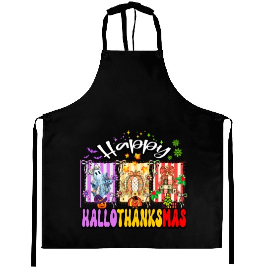 Festive Halloween Thanksgiving Collage Aprons