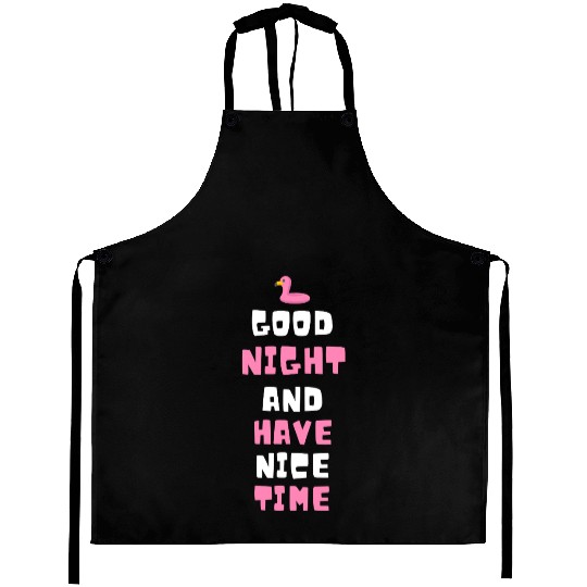Whimsical Pink Flamingo Night Message Aprons