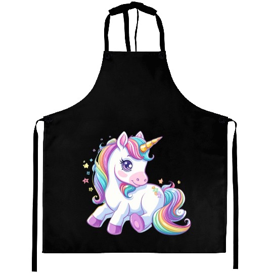 Cute unicorn rainbow fantasy Aprons