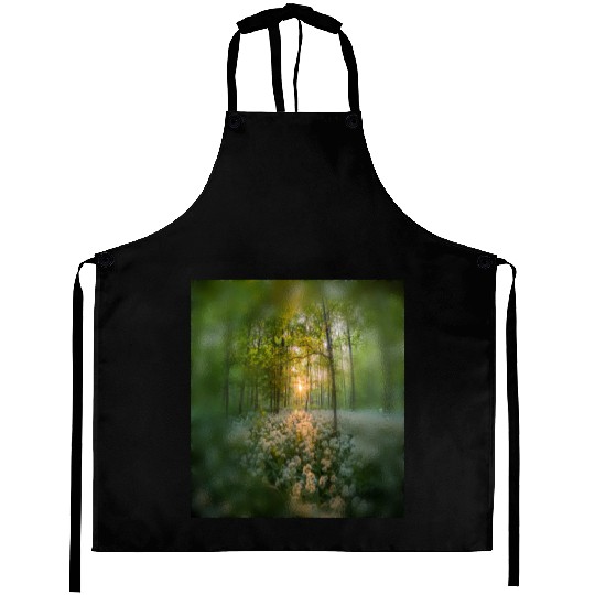 Sunlit Forest with Wildflowers Aprons