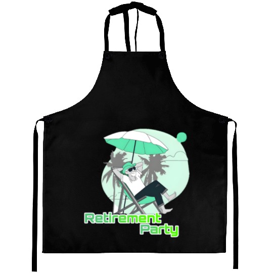 Relaxing Retirement Party Illustration Aprons