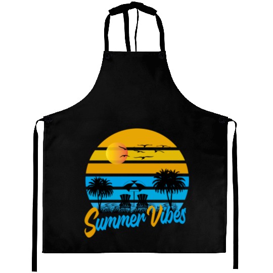 Tropical Summer Vibes Sunset Scene Aprons