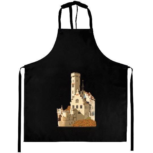 Lichtenstein Castle, hand-drawn. Germany Aprons