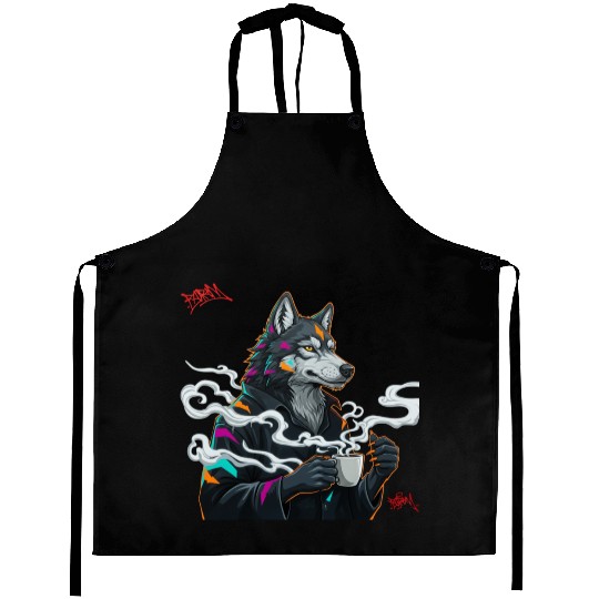anthropomorphic wolf streatwear Aprons