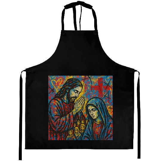 Praying Jesus and Virgin Mary Mosaic Aprons