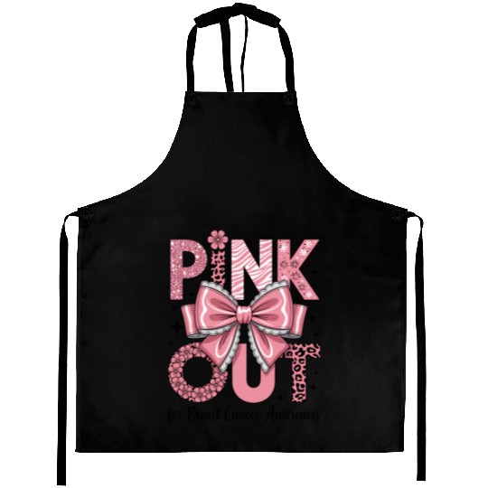 Pink Out Breast Cancer Awareness Coquette Bow  Aprons