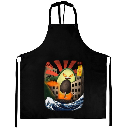 Giant Avocado Kaiju Monster Attack Urban City Aprons