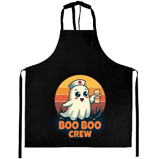 Halloween Boo Boo Crew Cute Ghost Nurse Doctor Aprons