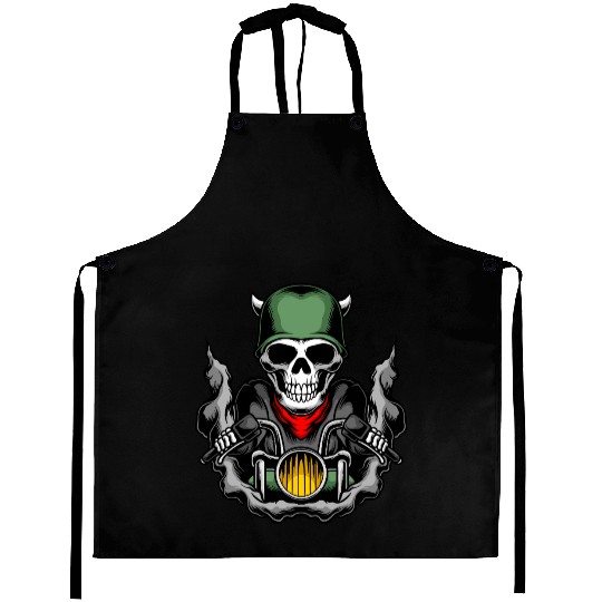 Skull Biker Motorcycle Design Aprons