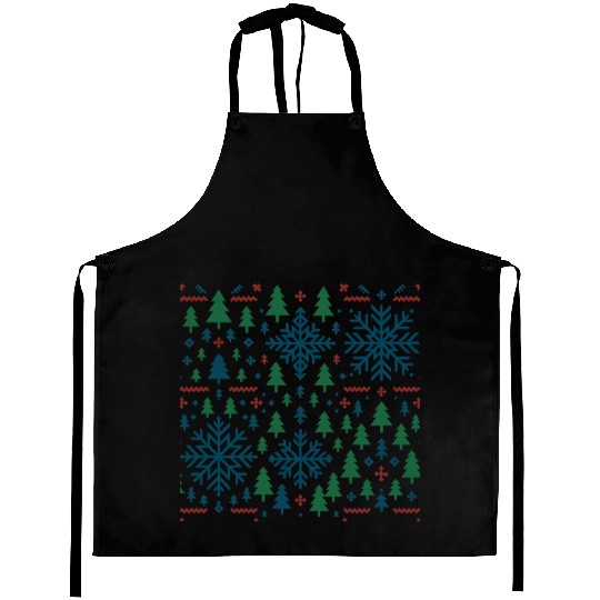Festive Winter Snowflake Pattern Aprons