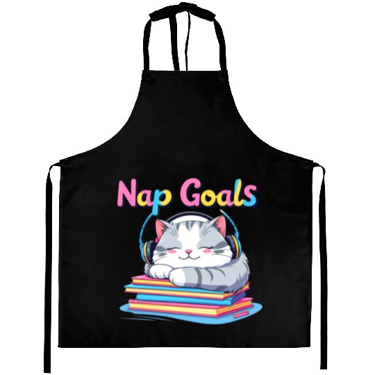 Cute Cat Nap Goals Design Aprons